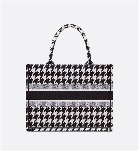 dior houndstooth tote|Medium Dior Book Tote Black and White Macro Houndstooth .